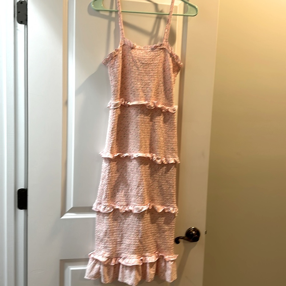 Pink floral midi dress